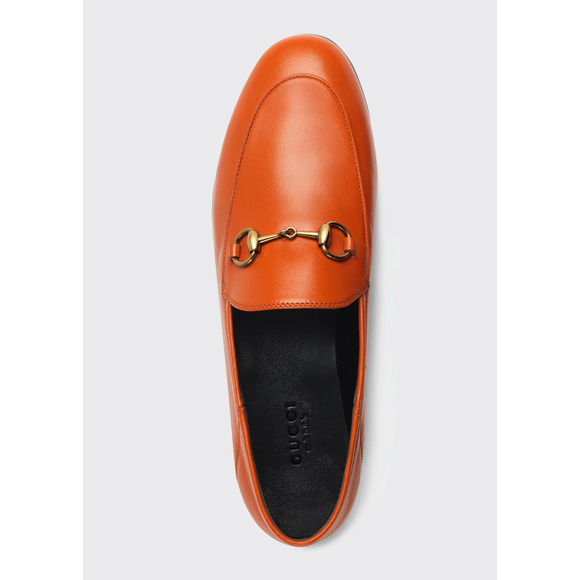 Gucci Brixton Collapsible Deep Orange Leather Horsebit Slipper Flat Loafer 36 - Picture 9 of 16